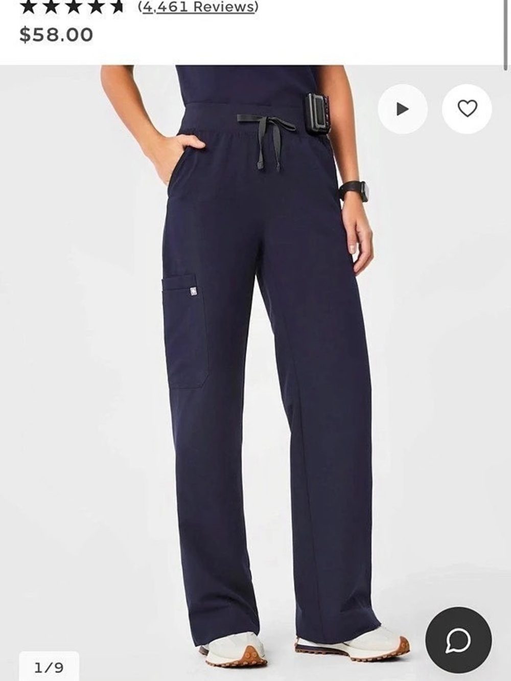 FIGS XLP Isabel High-Rise Wide-Leg Scrub Pant in Navy